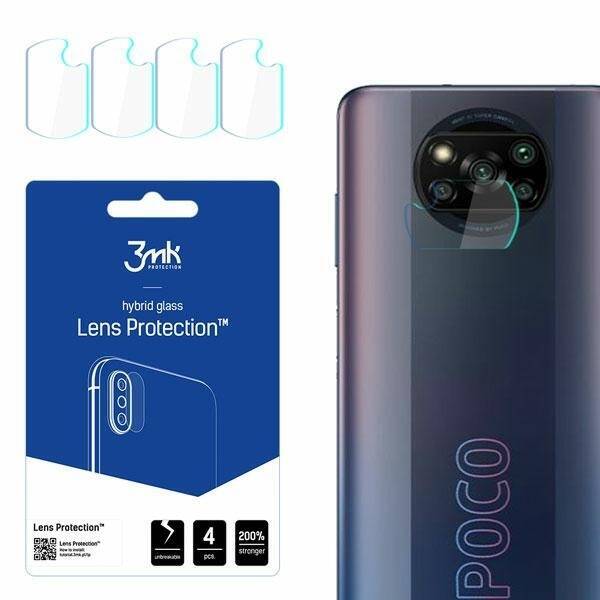 Szkło Hybrydowe 3MK Xiaomi Poco X3 Pro Lens Protect Ochrona Na Obiektyw Aparatu 4szt Glass