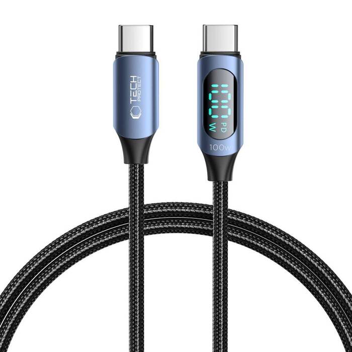 TECH-PROTECT ULTRABOOST LED USB-C CABLE PD100W/5A 100CM BLUE