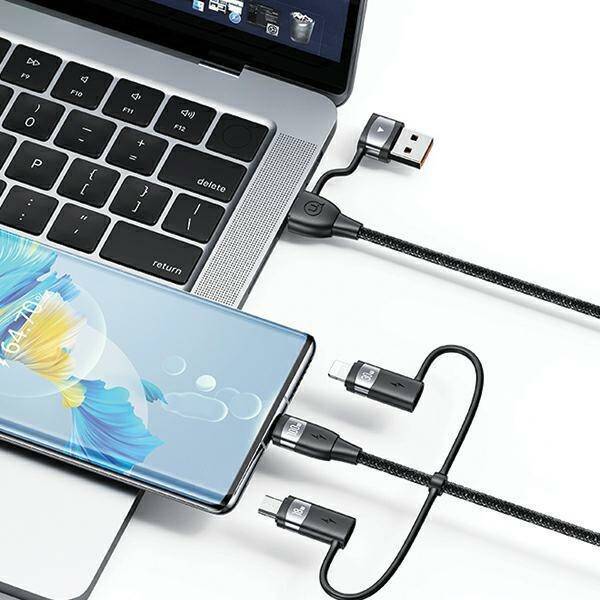 USAMS Kabel U85 2xUSB-C/USB/Micro-USB/ Lightning 6w1 1,2m 100W PD Fast Charge czarny/black SJ645USB01 (US-SJ645)