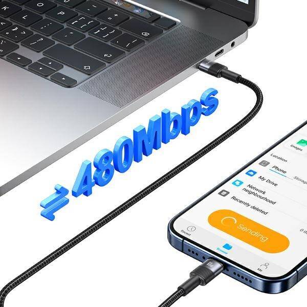 USAMS Kabel USB-C na USB-C 60W Fast Charging stalowy/tarnish SJ724USBSG01 (US-SJ724)