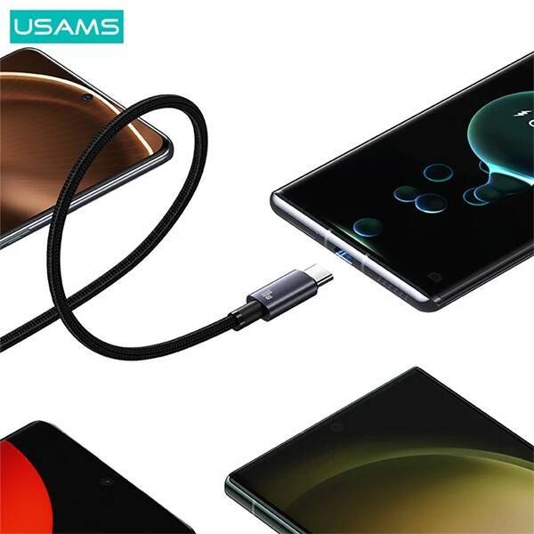 USAMS Kabel USB na USB-C 3A 0,25m Fast Charging stalowy/tarnish SJ680USB01 (US-SJ680)