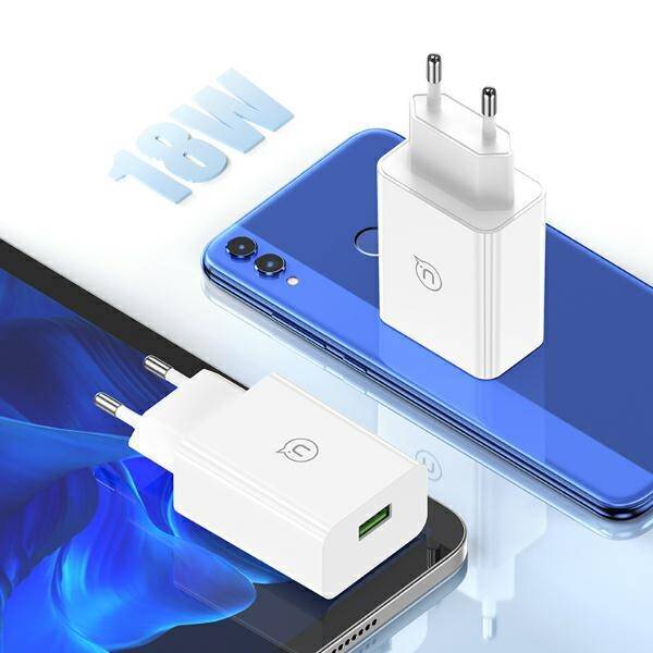 USAMS Ład. siec. 18W + kabel Micro/USB-A 1m Fast Charging biały/white series SC SCXLTZ01