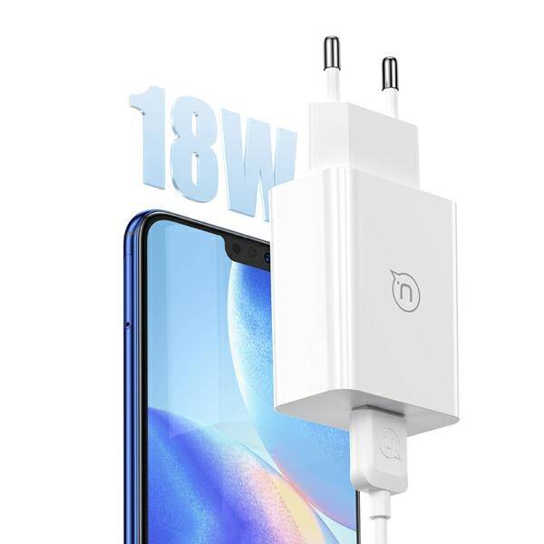 USAMS Ład. siec. 18W + kabel USB-C/USB-A 1m Fast Charging biały/white series SC SCXLTZ02