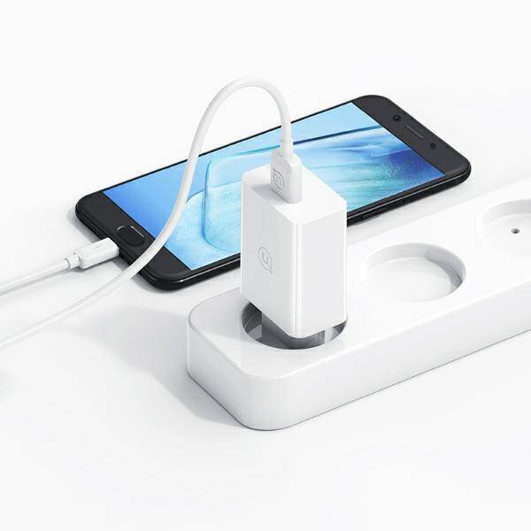 USAMS Ład. siec. 18W + kabel USB-C/USB-A 1m Fast Charging biały/white series SC SCXLTZ02