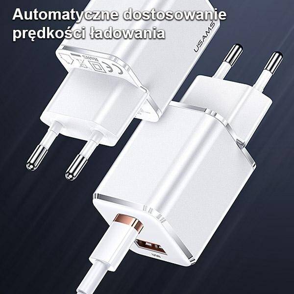 USAMS Ład. siec. 1xUSB-C+1xUSB T43 33W PD3.0 +QC3.0  + kabel U63 USB-C na lightning biały/white USKTZ02