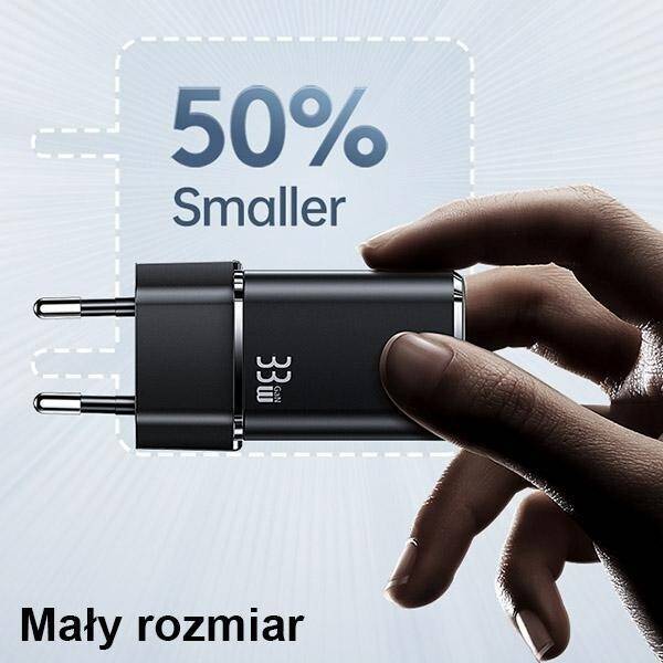 USAMS Ład. siec. 1xUSB-C+1xUSB T43 33W PD3.0 +QC3.0  + kabel U63 USB-C na lightning czarny/black USKTZ01