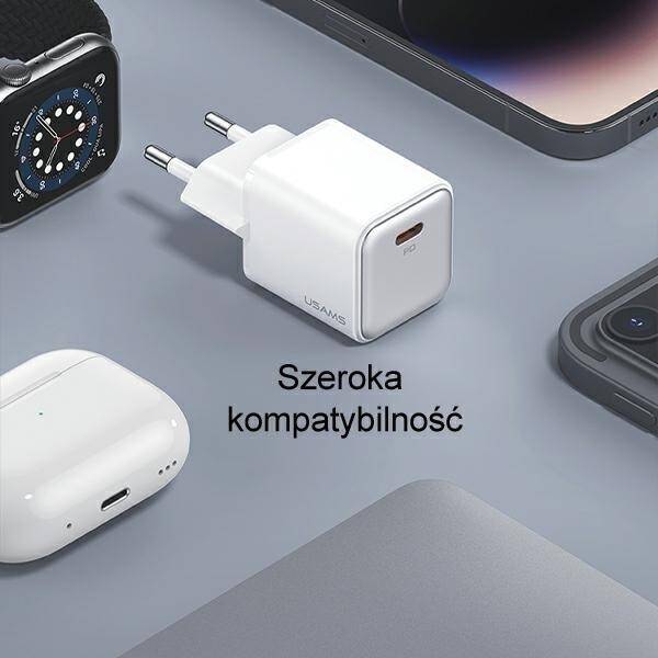 USAMS Ład. siec. 1xUSB-C PD30W 3A (only head) PD3.0 Fast Charging biały/white X-ron Series CC186TC02 (US-CC186)