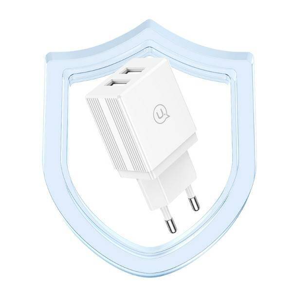 USAMS Ład. siec. 2xUSB 18W + kabel Lightning/USB-A Fast Charging biały/white series HC HCXLTZ01