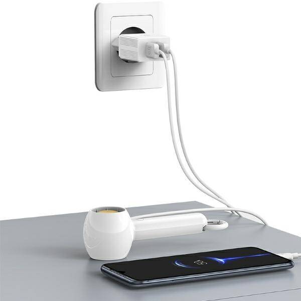 USAMS Ład. siec. 2xUSB-A + kabel USB-C/ USB-A Fast Charging biały/white series HC HCXLTZ03