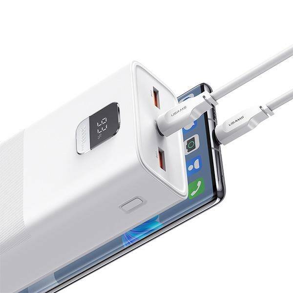 USAMS Powerbank PB68 30000mAh 65W QC3.0+PD Fast Charge + kabel USB-C/USB-C 100W biały/white ATXLOGTCTG02 (US-CD185)