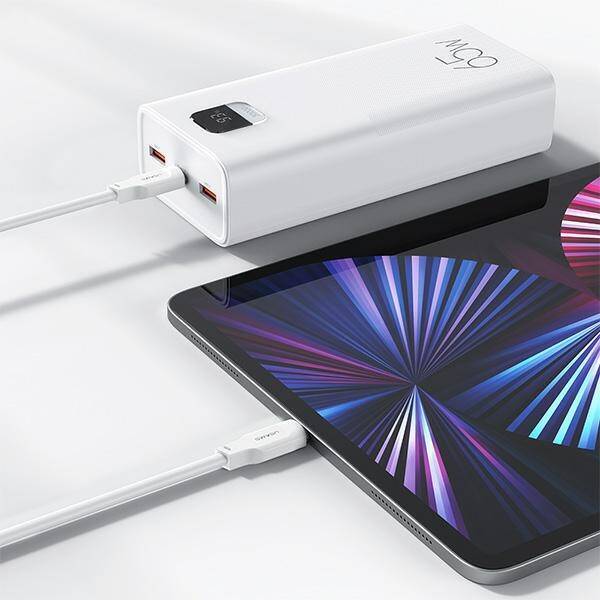 USAMS Powerbank PB68 30000mAh 65W QC3.0+PD Fast Charge + kabel USB-C/USB-C 100W biały/white ATXLOGTCTG02 (US-CD185)