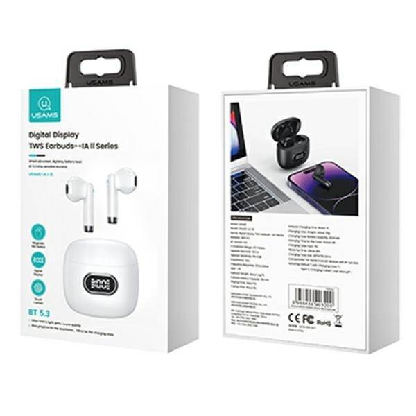 USAMS Słuchawki Bluetooth 5.3 TWS IA II series bezprzewodowe biały/white BHUIAII02 (USAMS-IAII15)