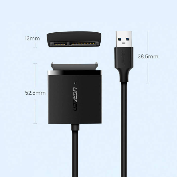 Ugreen adapter przejściówka dysku HDD SSD 2,5'' / 3,5'' SATA III 3.0 - USB 3.2 Gen 1 (SuperSpeed USB 5 Gbps) czarny (60561 CM257)