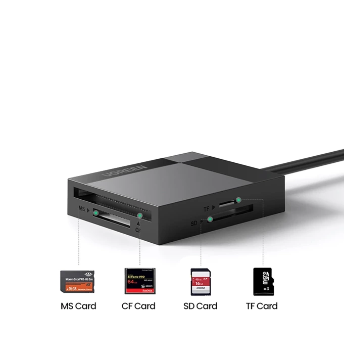 Ugreen czytnik kart pamięci USB 3.0 SD / micro SD / CF / MS czarny (30231)