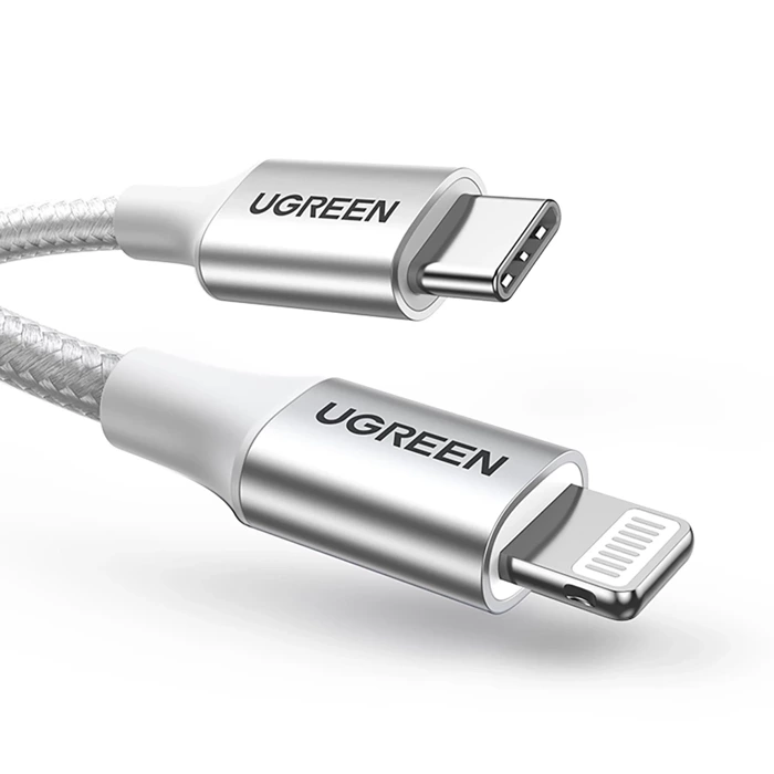 Ugreen kabel przewód USB Typ C - Lightning MFI 1 m 3 A 36 W srebrny (70523)