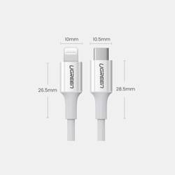 Ugreen kabel przewód USB Typ C - Lightning MFI 1m 3A 18W biały (10493)