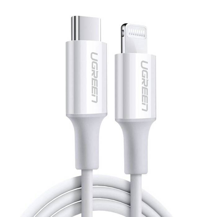 Ugreen kabel przewód USB Typ C - Lightning MFI 1m 3A 18W biały (10493)