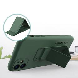 Wozinsky Kickstand Case elastyczne silikonowe etui z podstawką iPhone 12 Pro ciemnozielony