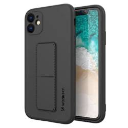 Wozinsky Kickstand Case elastyczne silikonowe etui z podstawką iPhone 12 Pro czarny