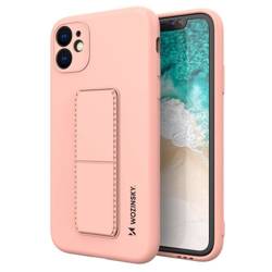 Wozinsky Kickstand Case elastyczne silikonowe etui z podstawką iPhone 12 Pro różowy