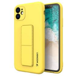 Wozinsky Kickstand Case elastyczne silikonowe etui z podstawką iPhone 12 żółty