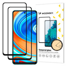 Wozinsky zestaw 2x super wytrzymałe szkło hartowane Full Glue na cały ekran z ramką Case Friendly Xiaomi Redmi Note 9 Pro / Redmi Note 9S czarny