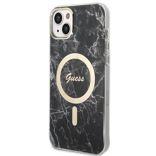 Zestaw Etui Guess Case+ Charger iPhone 14 Plus 6,7" czarny/black hard case Marble MagSafe