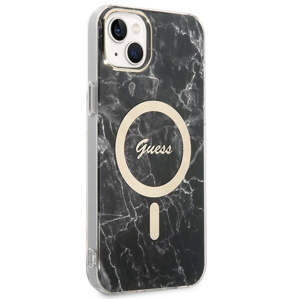 Zestaw Etui Guess Case+ Charger iPhone 14 Plus 6,7" czarny/black hard case Marble MagSafe