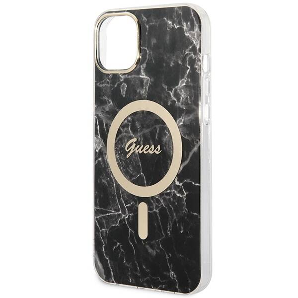 Zestaw Etui Guess Case+ Charger iPhone 14 Plus 6,7" czarny/black hard case Marble MagSafe