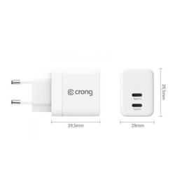 Crong Utra Compact GaN - Ładowarka sieciowa 35W PD 3.0 2x USB-C (biały)