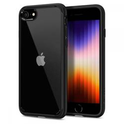 Etui Spigen iPhone SE 2022 2020 7 8 Ultra Hybrid Black Czarne Case Apple + Szkło SPIGEN Full Cover